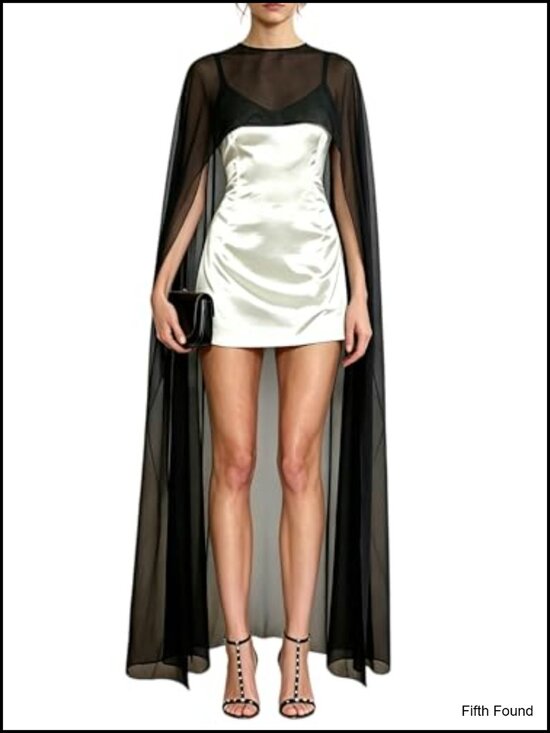 Jackets & Blazers - Chiffon Long Cape Sheer Shawl Wraps Capelets Women Bridal Cover Up